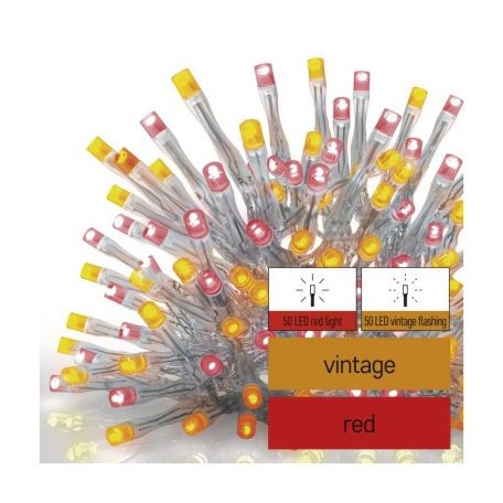 Standard LED sorolható füzér, pulzáló – jégcsapok, 2,5 m, kültéri, piros/vintage