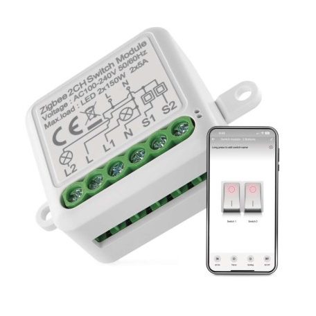 GoSmart kapcsolómodul IP-2102SZ, ZigBee, 2 csatornás