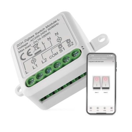 GoSmart kapcsolómodul IP-2104SZ, ZigBee, 2 csatornás (nem igényel N vezetéket)