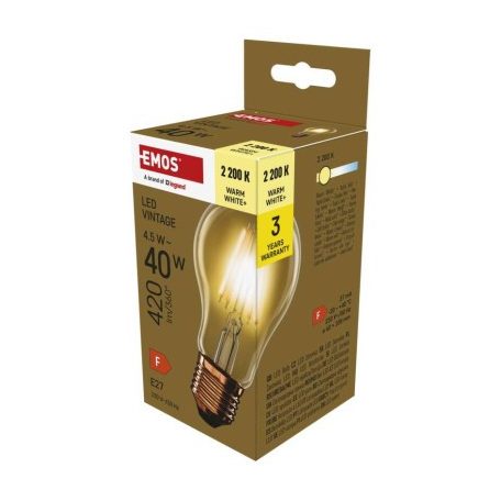 LED izzó Vintage A60 / E27 / 4,5 W (40 W) / 420 lm / Meleg fehér