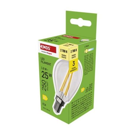 LED izzó Filament Mini Globe / E14 / 1,8 W (25 W) / 250 lm / Meleg fehér