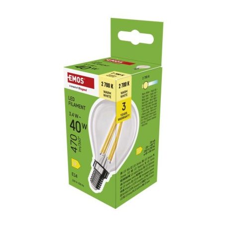 LED izzó Filament Mini Globe / E14 / 3,4 W (40 W) / 470 lm / Meleg fehér