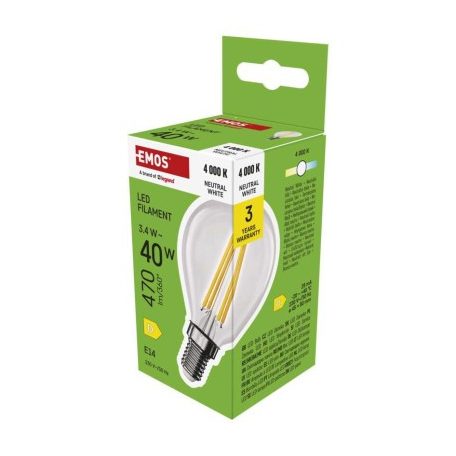 LED izzó Filament Mini Globe / E14 / 3,4 W (40 W) / 470 lm / Természetes fehér