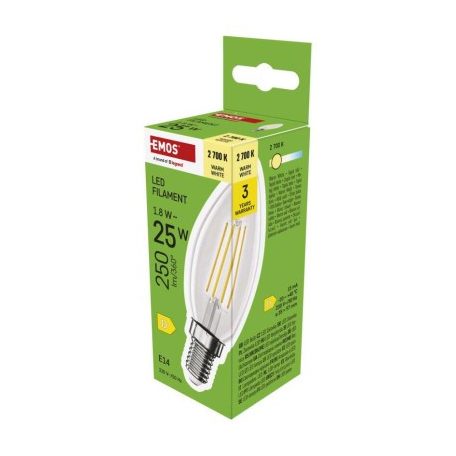 LED izzó Filament gyertya / E14 / 1,8 W (25 W) / 250 lm / Meleg fehér