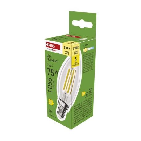 LED izzó Filament gyertya / E14 / 7 W (75 W) / 1055 lm / Meleg fehér