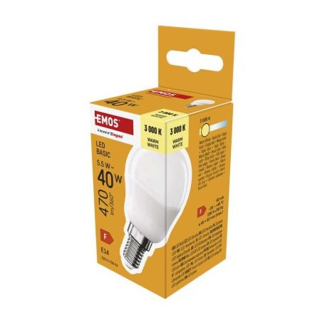 LED izzó Basic Mini Globe / E14 / 5,5 W (40 W) / 470 lm / Meleg fehér