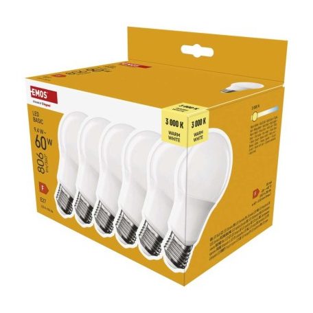 LED izzó Basic A60 / E27 / 9,4 W (60 W) / 806 lm / Meleg fehér