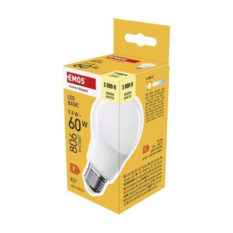 LED izzó Basic A60 / E27 / 9,4 W (60 W) / 806 lm / Meleg fehér