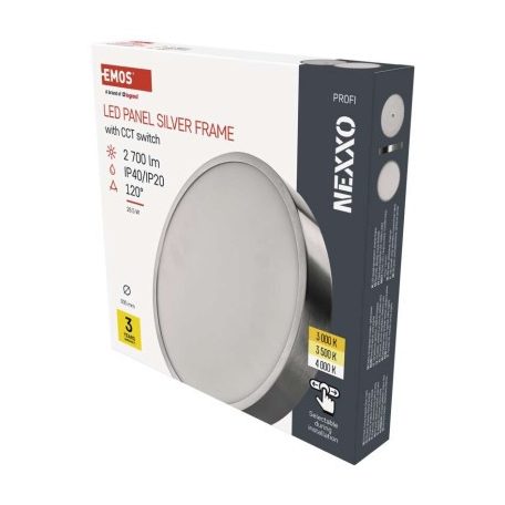 LED felületi lámpatest NEXXO, kerek, ezüst, 28,5W, CCT