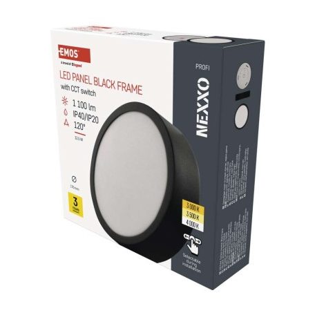 LED felületi lámpatest NEXXO, kerek, fekete, 12,5W, CCT