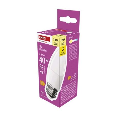 LED izzó Classic gyertya / E27 / 4,2 W (40 W) / 470 lm / Meleg fehér