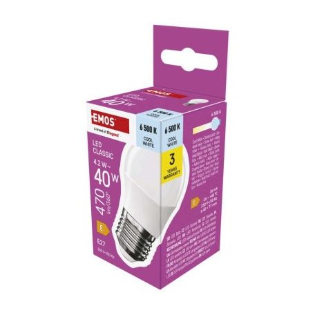 LED izzó Classic Mini Globe / E27 / 4,2 W (40 W) / 470 lm / Hideg fehér