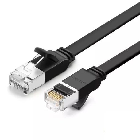 UGREEN Ethernet RJ45 lapos hálózati kábel fém csatlakozókkal, Cat.6, UTP, 0,5m (fekete)
