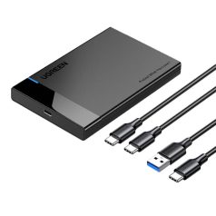   UGREEN US221 Külső ház 2,5" HDD/SSD, SATA, USB 3.0 + USB-C USB-C 3.1 (fekete)