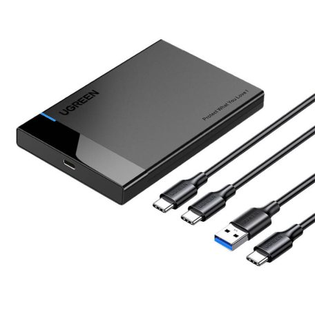 UGREEN US221 Külső ház 2,5" HDD/SSD, SATA, USB 3.0 + USB-C USB-C 3.1 (fekete)