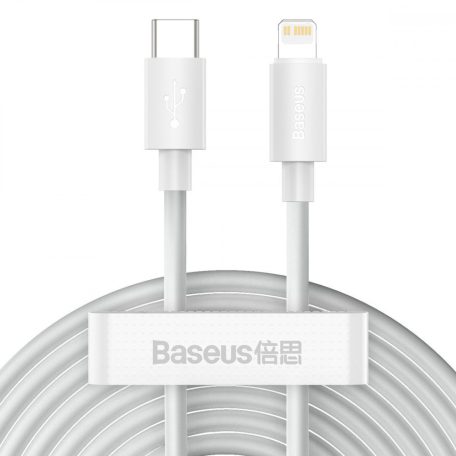 Baseus Simple Wisdom USB-C-Lightning adat/töltőkábel PD, 20W, 1,5m, 2db (fehér)