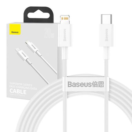 Baseus Superior Series USB-C-Lightning kábel, 20 W, PD, 2 m (fehér)