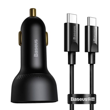 Baseus Superme USB autós töltő, USB-C, 100W + USB-C kábel (fekete)
