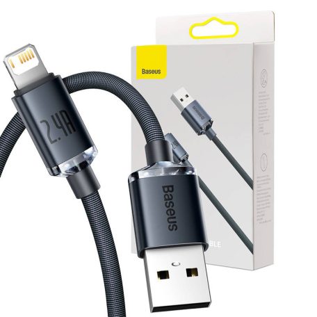 Baseus Crystal Shine USB-Lightning kábel, 2,4A, 2m (fekete)