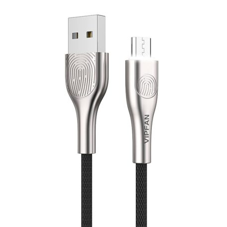 USB-Micro USB kábel VFAN Fingerprint Touch Z04, 3A, 1.2m (fekete)