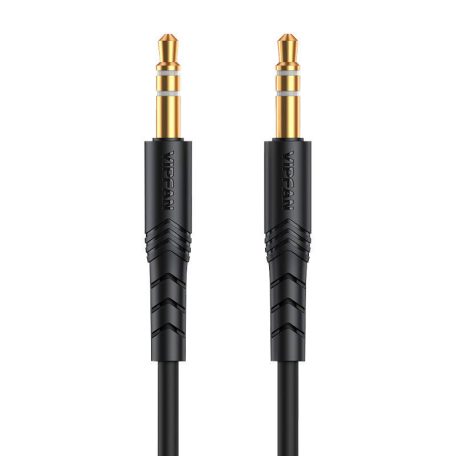 Mini jack 3.5mm AUX kábel VFAN L04 1m, aranyozott (fekete)