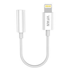   VFAN L07 Lightning 3.5mm-es mini jack 3.5mm-es AUX kábel, 10cm (fehér)