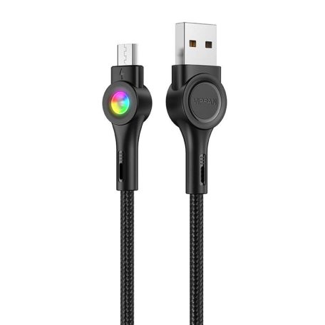 USB és Micro USB kábel VFAN Colorful X08, 3A, 1.2m (fekete)