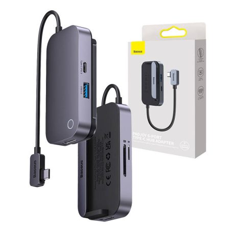 Baseus PadJoy 6 az 1-ben hub, USB-C - USB 3.0 + HDMI + USB-C PD + 3,5 mm-es jack + SD/TF (szürke)