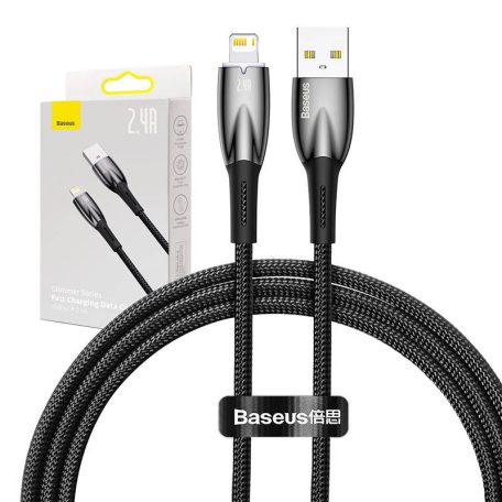 Baseus Glimmer USB - Lightning kábel, 2.4A, 1m (fekete)