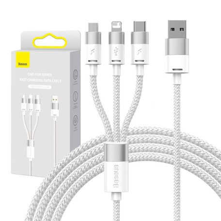 Baseus StarSpeed 3 az 1-ben kábel USB - USB-C + Micro-USB + Lightning, 3,5A, 1.2m (fehér)