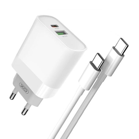 XO L64 Wall Charger, USB + USB-C, 20W (White)