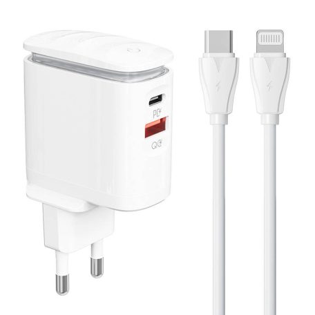 Wall charger  LDNIO A2423C USB, USB-C + USB-C - Lightning cable