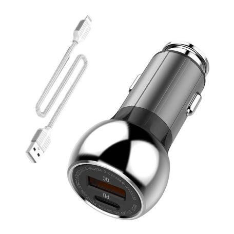 LDNIO C1 USB, USB-C Car charger + Lightning Cable