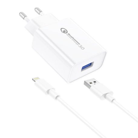 Foneng EU13 18W Wall Charger + USB to Lightning Cable, 3A (White)