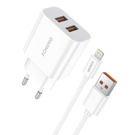 Fast charger Foneng 2x USB EU45 12W + USB Lightning cable