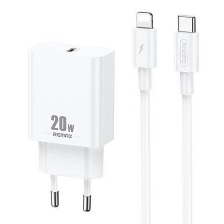 Wall charger Remax, RP-U5, USB-C, 20W (white) + Lightning cable