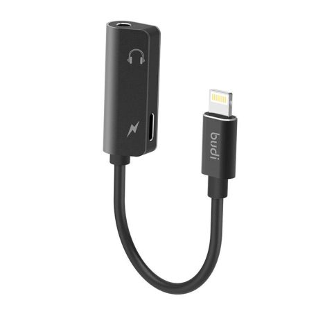 Lightning to AUX mini jack 3.5mm adapter + Lightning Budi (black)