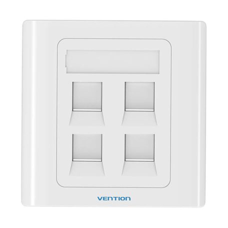 4-Port Keystone Wall Plate 86 Type Vention IFCW0 White