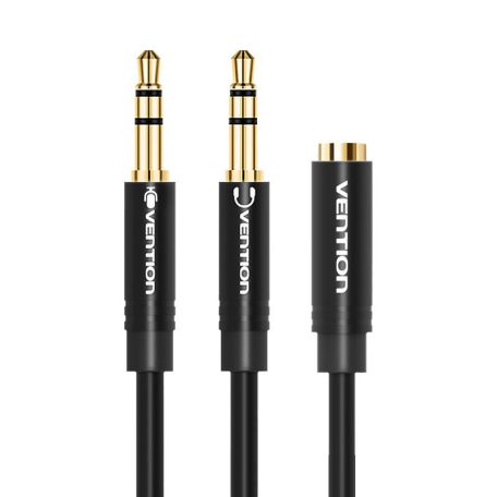 Cable Audio 2x 3.5mm male to 3,5mm female Vention BBUBY 0.3m Black