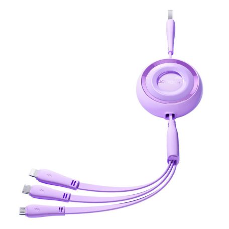 3in1 Joyroom Colorful USB to USB-C/Lightning/Micro USB cable 3.5A, 1m (purple)