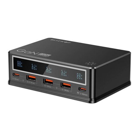 BlitzWolf BW-i9 asztali töltő, 110W, PD, 3xUSB-A, 2xUSB-C (fekete)