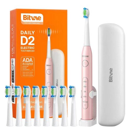 Sonic toothbrush with tips set, holder and case D2 (pink)