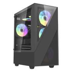 Aigo E330M computer case + 4 argb fans (black)