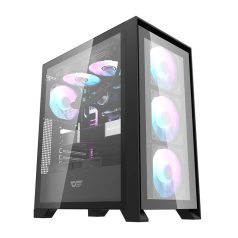   Darkflash DRX70 Glass számítógépház + 4 RGB ventilátor (fekete)