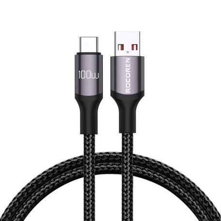 Fast Charging cable Rocoren USB-A to USB-C Retro Series 1m 100W (grey)