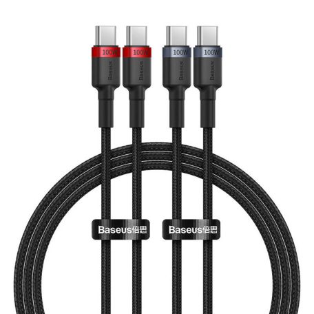 Cable Baseus Cafule USB-C to USB-C 100W,1m, 2psc (Red Black, Grey Black)