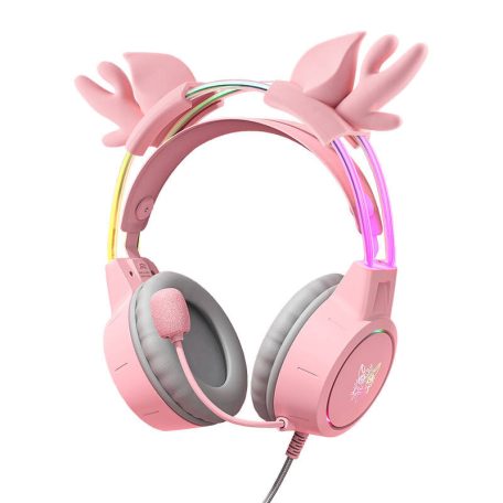 ONIKUMA X15Pro Gaming Headphones Pink/Deer Horns