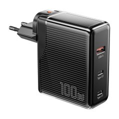   Wall charger, Essager, ECT2CA-ZXB01-Z, GaN, USB-A, USB-C 100W (black)