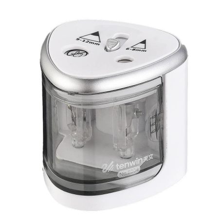 Double Hole Pencil Sharpener Tenwin 8004-1 Battery (silver)