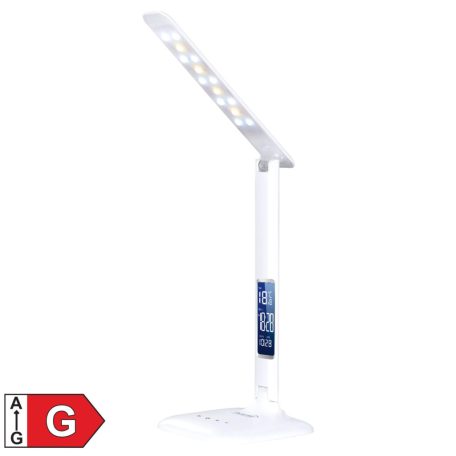 Home LA 51 LED-es asztali lámpa, óra, 5 W / 400 lm, hőmérő, naptár, ébresztés, melegfehér